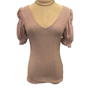 MINE Dusty Rose Bow Back Top Shirt S